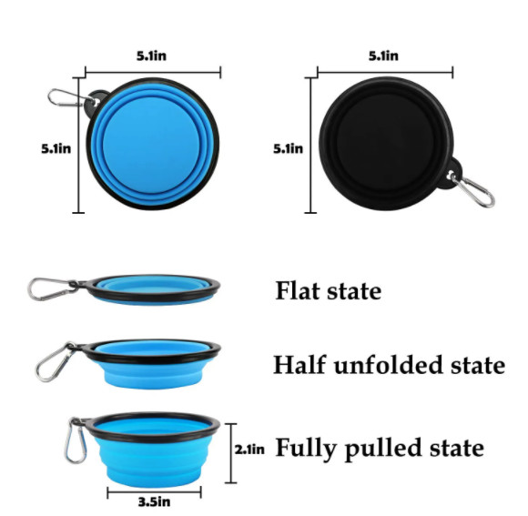 No Spill Foldable Plastic Pet Food Bowls Travel Raised Insulated Portable Dog Bowls