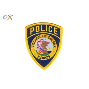 Twill Background Police Iron On Patch , Custom Embroidered Logo Patches