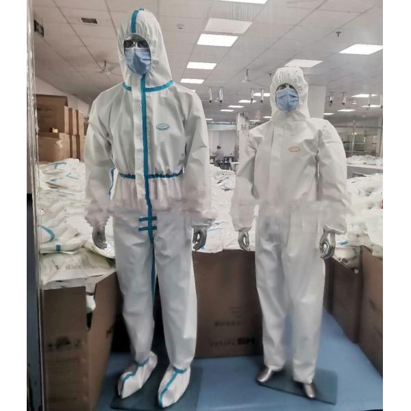 White Color Disposable Protective Suit , Antibacterial Hospital Protective Suit
