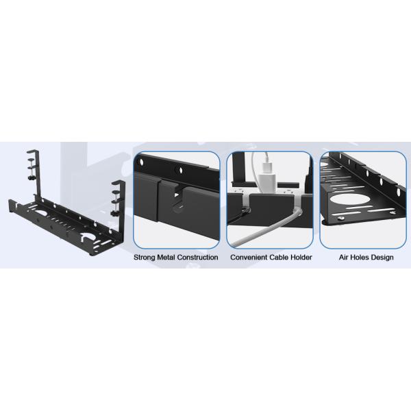 No Drill Under Desk Cable Management Tray 21.7" Retractable Clamp Mounted Cord Organizer for Wire Management