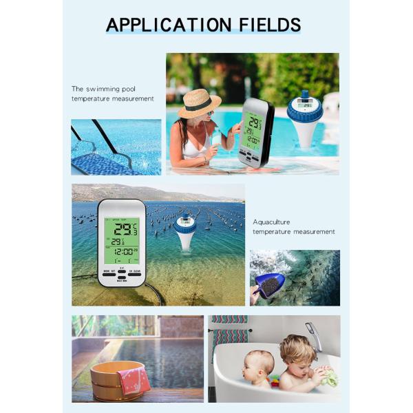 Solar Panel Charges Batteries Digital Water Temperature Monitoring Wireless Aquaculture Instant Read Thermometer