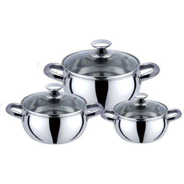 hot selling 6pcs cookware set with red color &16/18/20cm cooking pot &16cm/18cm/20cm cookware set in stainless steel