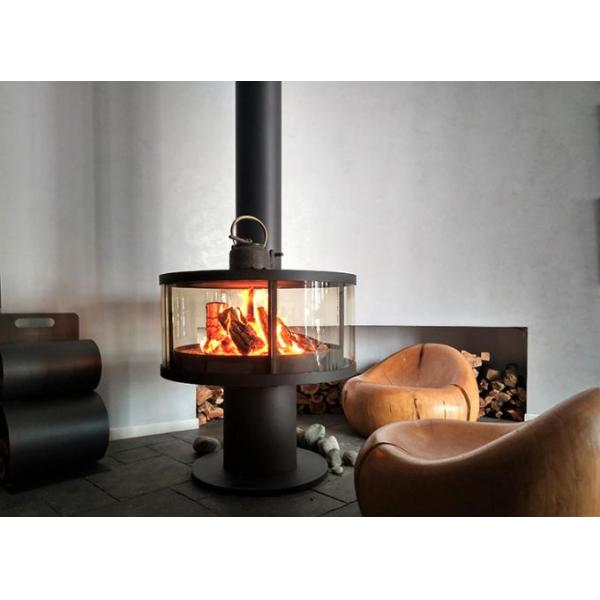 European Cold Rolled Steel Suspended Fireplace Wood Burning Stove With Annular Glass