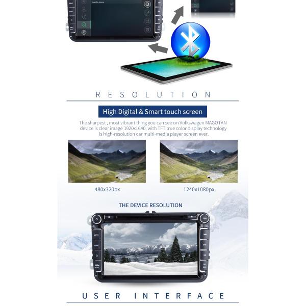 8 Inch Volkswagen Passat Dvd Player , VW JETTA SKODA SEAT In Car Stereo Dvd Player