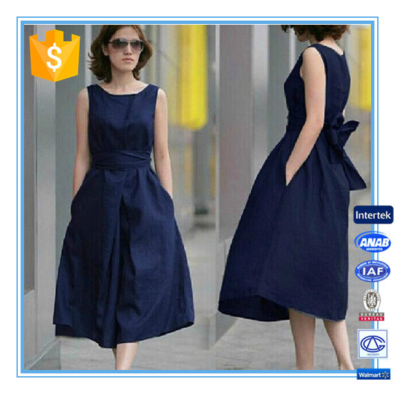 Fashion Lady Sleeveless Flare Linen Cotton Long Dress For Plus size