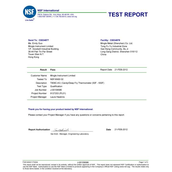 5 Seconds 220F 1" Dial Chef Pocket Thermometer
