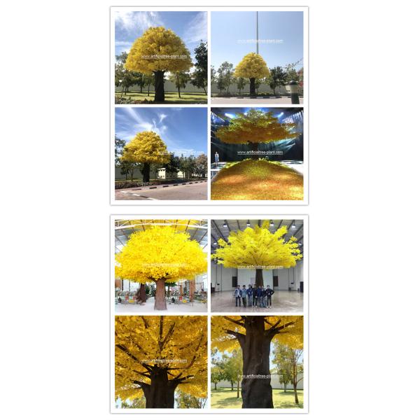 Large Fiberglass Artificial Ginkgo Tree High Temperature Resistance