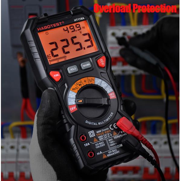 10A 6000 Counts Handheld Digital Multimeter , 750V Capacitance Test Multimeter