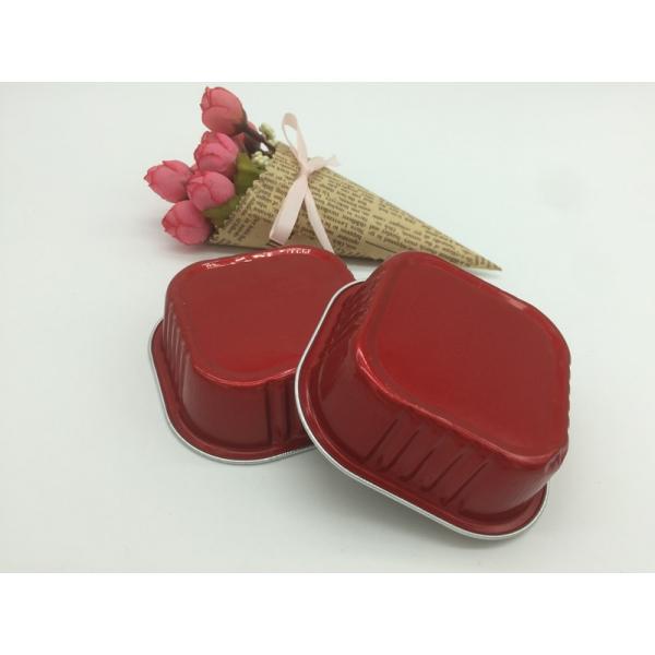 Square Red Aluminum Foil Cupcake Liners , Foil Cupcake Cases Wrappers PVC Lid