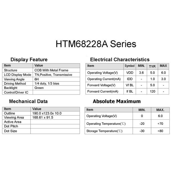Electronic Tobacco LCD Display Module , HTM68228 Custom TFT Display