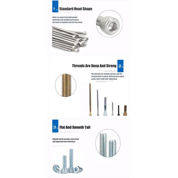 Stainless Steel DIN912 A2-70 A4-80 M2-M8 M12 Allen Key Bolt Screw with Plain Finish