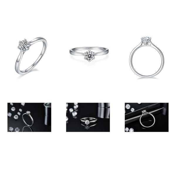 0.5ct Shape Hexgonal Lab Diamond Jewelry With Silver Women Ring