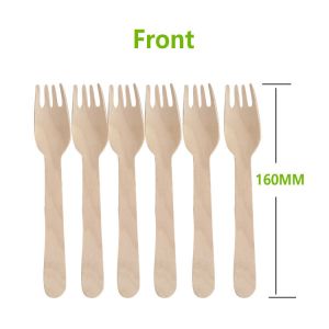 Durable 160mm Compostable Wooden Forks Environmental Friendly