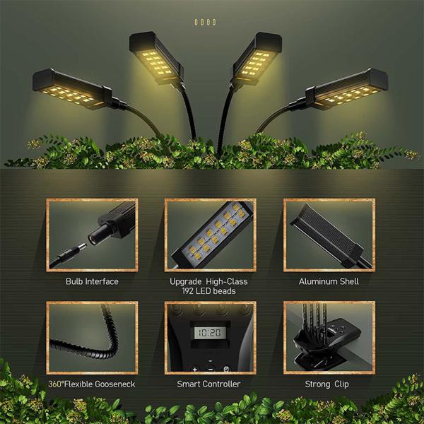 4 Head Gooseneck LED Plant Grow Light Garden Lighting LED Grow Light 18W Full Spectrum Phyto Lamp