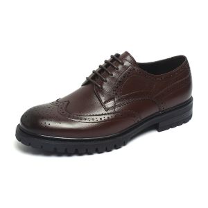 China Anti Skid Dark Brown Lace Up Mens Leather Dress Shoes wholesale