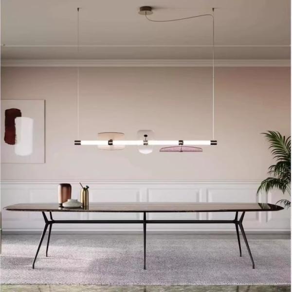 Modern Long Bar Chandelier For Dining Rooms Postmodern Bedroom Glass Pendant Lamp