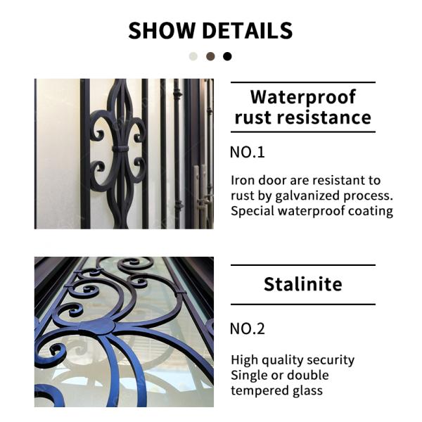 Modern Villa Residential Main Entrance Exterior Glass Steel Wrought Iron Pivot Doors Front Entry Doors