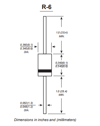FR607 Fast Recovery Rectifier Diode 6A 1000V R 6 Through Hole Package