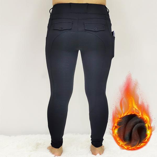 Side Pocket Horse Riding Pants Brushed Keep Warm Equestrian Riding Leggings