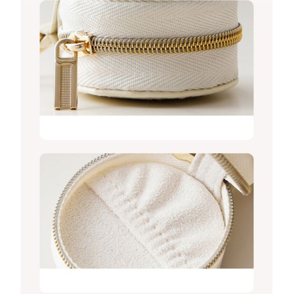 Brown PU Leather Mini Jewelry Box with Velvet Lining Compact 5 × 5 × 3 cm Travel Organizer Case