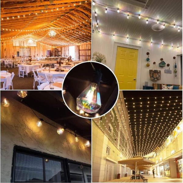 Waterproof IP65 50Ft Outdoor Bulb String Lights With 25Pcs E12 Sockets