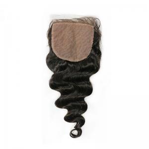 China Loose Wave Human Hair Silk Closure Soft Smooth Natural Head Skin Color wholesale