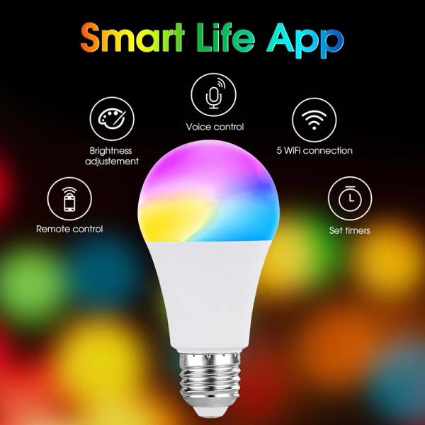 IP44 RGB E26 E27 LED Colour Changing Bulb 250 Degree Angle Lightweight