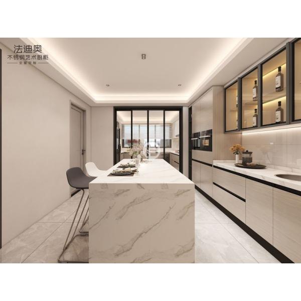 Fadior Wood Grain Dual-Zone Design Stainless Steel Kitchen Cabinet