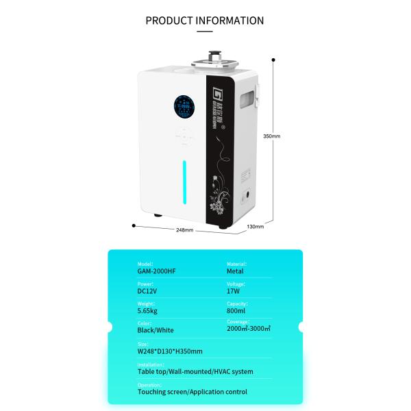 New Design 800Ml Wall Mounted Hot Sale Large Area Aroma Scent Machine Touch Screen Aroma Scent Diffuser Machine For Commercial