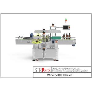 China Two Sides Servo System Wine Bottle Labeler Opaque / Transparent Label wholesale