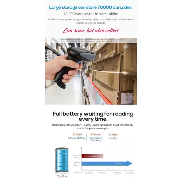 Ip54 Handheld Barcode Scanner CMOS Image Sensor Higher Version For Reading Barcodes