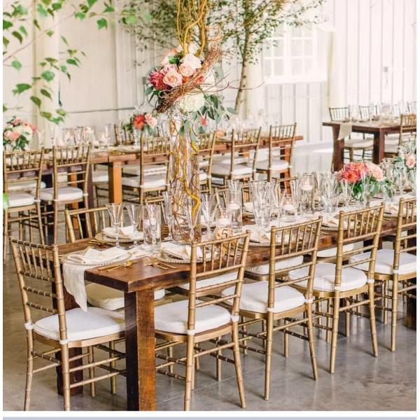 Cushioned Modern Hotel Furniture White Gold Chiavari Chair For Wedding Event Banquet