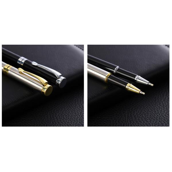Custom Logo Printing Black White Slim Metal Ball Point Pen for Customized Color Gift