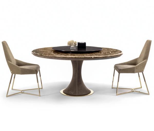 Quality Modern Restaurant Patio Furniture Marble Top Round Dining Table With Metal Basement for sale