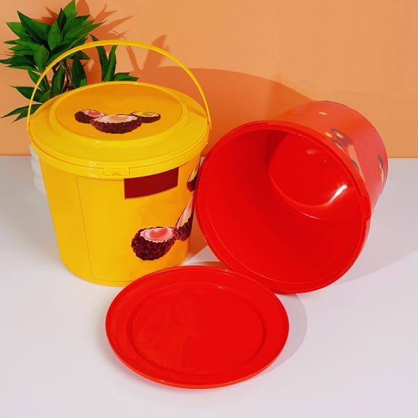 1L Plastic Bucket Handle Food Grade Bulk Decorative Christmas Gift Toy Package Mold Labeling for Ice Cream Biscuit Chocolate