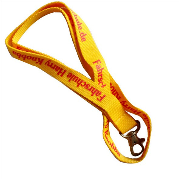Flat polyester badge lanyard with dog hook, cheap polyester lanyards for promotion event,