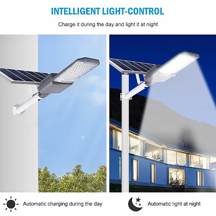 Intelligent All In Two Solar Street Light 170lm/w Die Casting Aluminum Light High Lumen