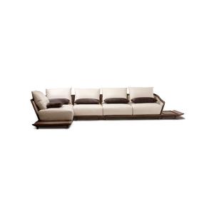 China Luxury Solid Walnut Wooden Corner Sofa Set Living Room With Small Table on sale