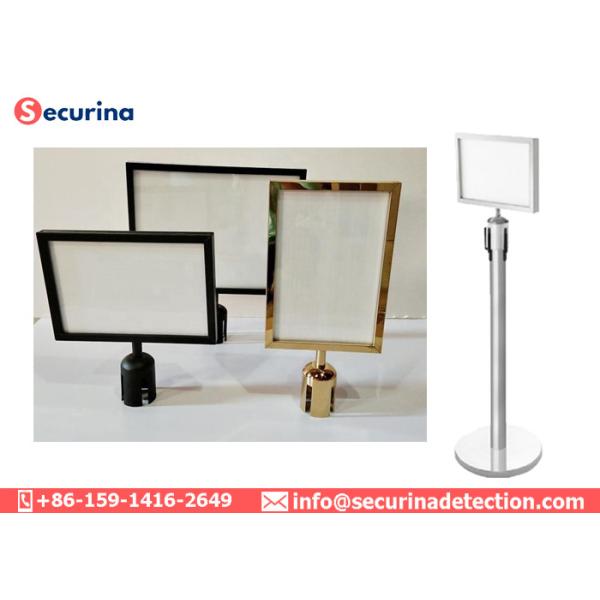 Black Metal Crowd Control Bollard Sign Holder For A3 A4 Paper