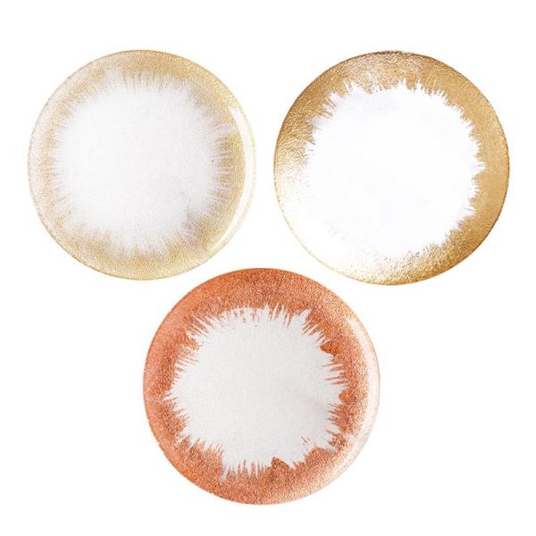 Custom13IN Gold Foil Leaf Rim Glass Plates|Commercial-Grade Shatterproof|B2B Wholesale Pricing