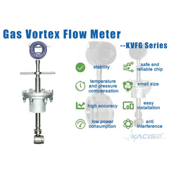 Insertion Air Flowmeter Vortex Flow Meter 24VDC 15mm - 6000mm