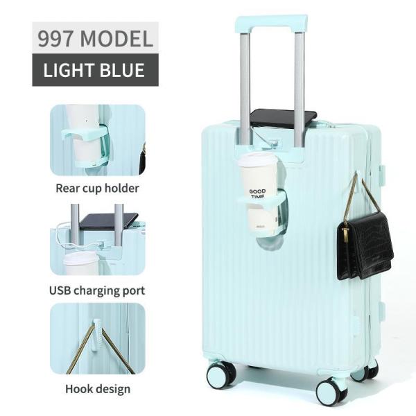 Blue color Luggage universal wheel zipper 20 students strong and durable password leather suitcase 24 inchesin Spinner Wheeled Luggage
