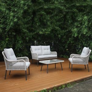 China Outdoor Conversation Bistro Set, Courtyard Balcony Hollow Weaving Open Wicker Garden Rattan Furniture Sofa Set on sale