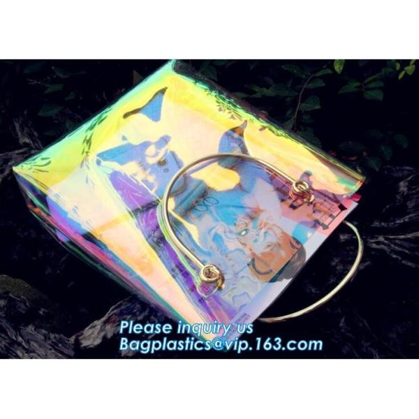 neon laser shopping beach bag tote bag, Summer PVC Beach Handbag Neon Colored Beach Bags, transparent beach bag women's