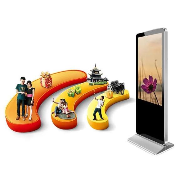 Digital LCD Signage Indoor Kiosk Narrow Bezel 55 Inch Totem Ultra Thin Design