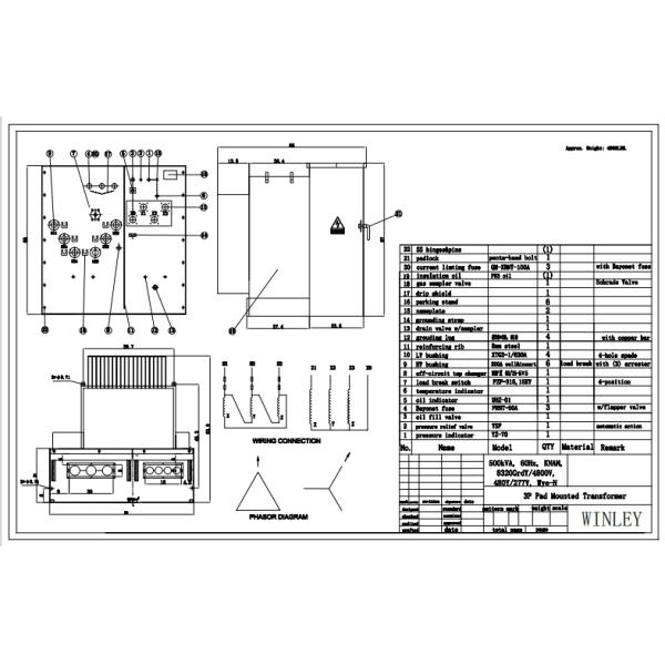 500Kva Pad Mounted Transformer Three Phase 8320V To 480Y/277 Loop Feed ANSI / IEEE Standards