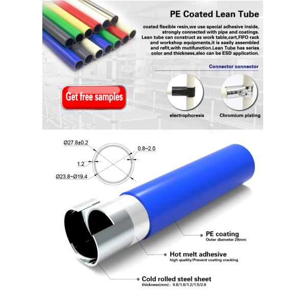 Customized ESD ABS Coated Pipes Plastic Coated Steel Lean Pipe / Tube For Rack System