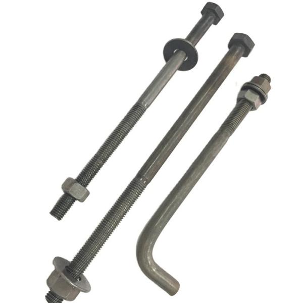 Quality J429 Grade 2 Hardness Partial Thread Anchor J Threaded Stud Bolt With Flat Washer for sale