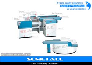 China Conveyor Belt Retail Store Checkout Counters Cash Register Desk Customized Size on sale