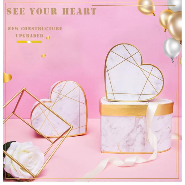 Heart Shape Marbling Cardboard Paper Gift Box Valentine'S Day Candy Box Set For Lady'S Gift Perfume